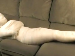 Girl blanket mummification