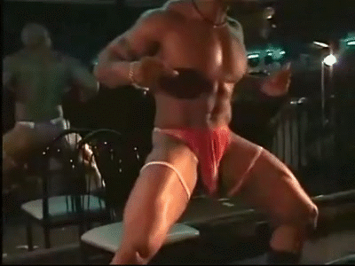 Male stripper shows huge cock stage