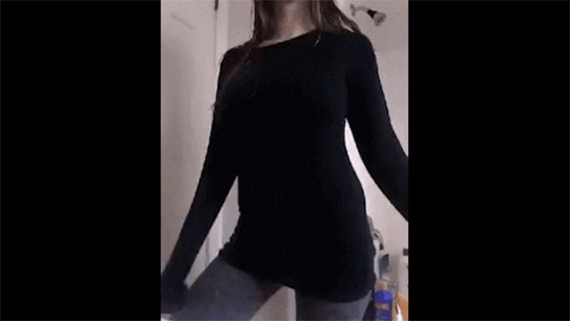 Candid teen belly shirt grey leggings great