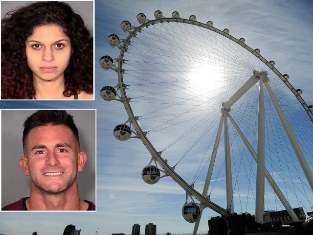 Couple have ferris wheel