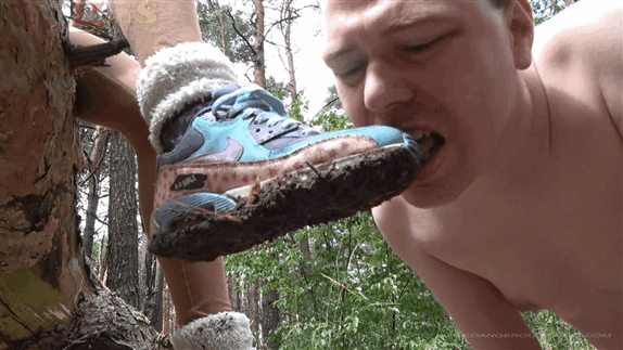 Licking dirty sneakers