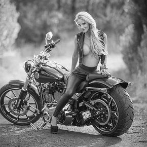 Sexy blonde biker having